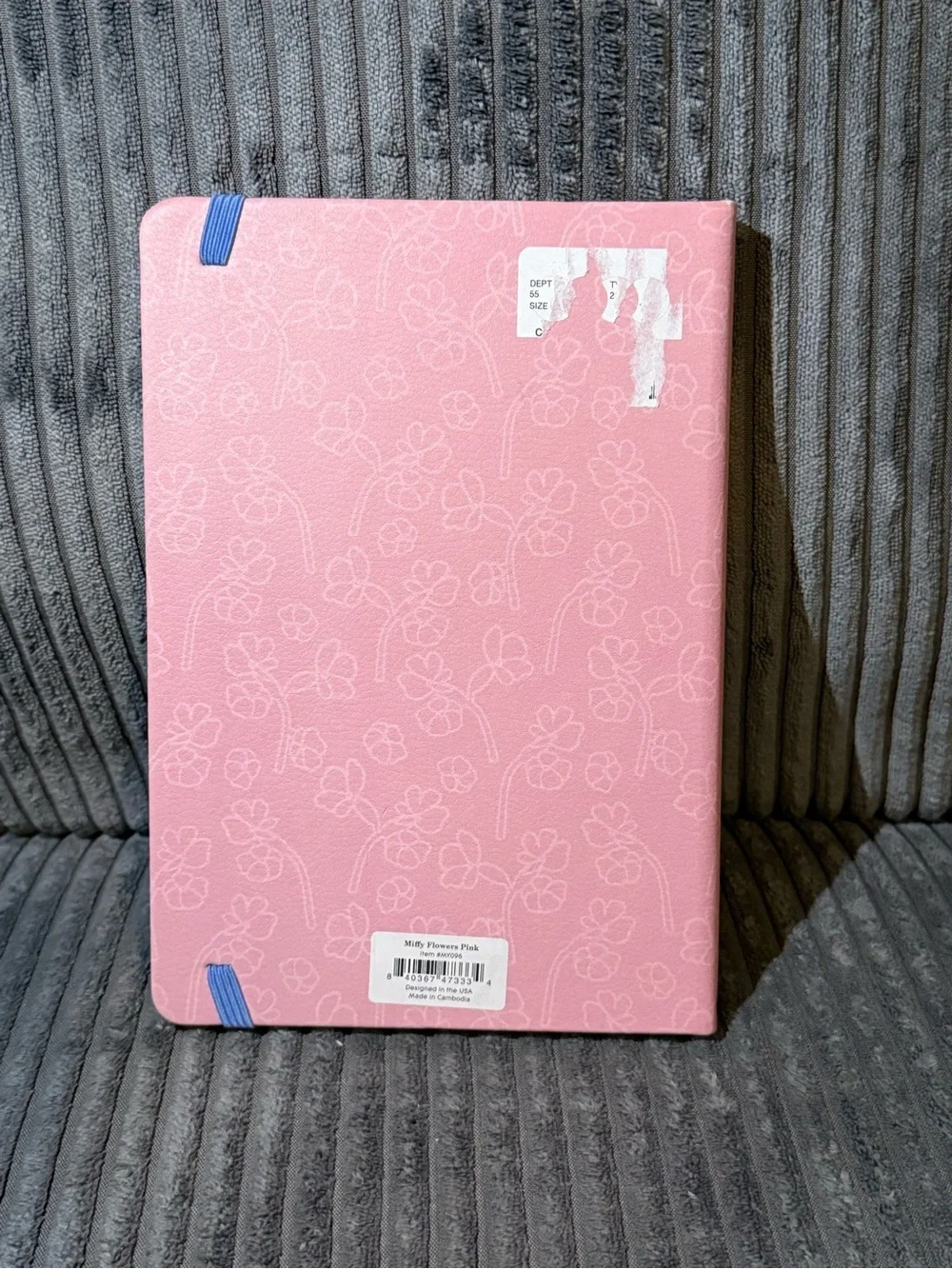 miffy Pink Notebook with Blue Elastic and Floral Accents